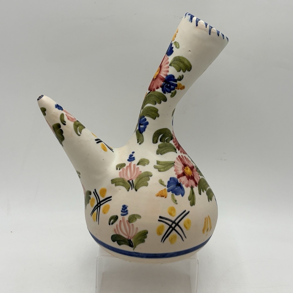 VTG‎ El Alfar Talavera Spain Porron Wine Pourer Wedding Pottery Floral